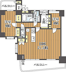 キングマンションエピシオン阿波座ウエストディオ 2LDKの間取り