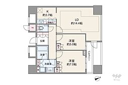 アルバックスタワー金山駅前 2LDKの間取図画像