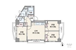 グランレイム城北 3LDKの間取図画像