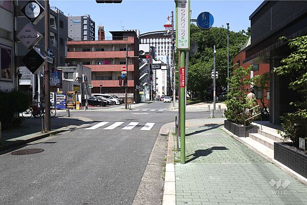 敷地西側の前面道路（北側から）