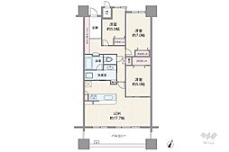 Dグランセ代官町ザ・レジデンスサンシャイン棟 3LDKの間取図画像