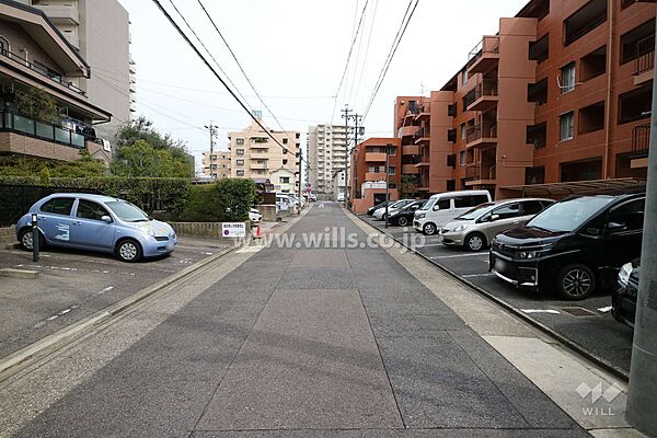 敷地南側の前面道路（西側から）