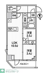 nido SHIN-OKACHIMACHI 2階2LDKの間取り