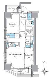 ルフォンプログレ上野稲荷町 9階2LDKの間取り