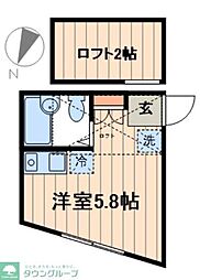 東京メトロ千代田線 北千住駅 徒歩13分の賃貸アパート 1階ワンルームの間取り