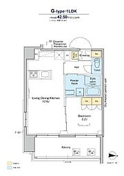 プラウドフラット亀戸 9階1LDKの間取り