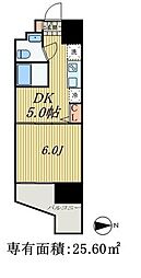 Totsu Residence Kaminarimon 4階1DKの間取り
