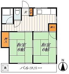東京メトロ千代田線 綾瀬駅 徒歩11分の賃貸アパート 2階2DKの間取り