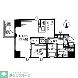 プライマル上野EAST 9階1LDKの間取り