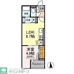セレスティア六町II 2階1LDKの間取り