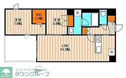 日暮里舎人ライナー 熊野前駅 徒歩3分の賃貸マンション 3階2LDKの間取り