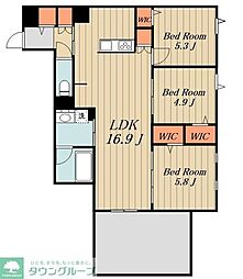 日暮里舎人ライナー 熊野前駅 徒歩3分の賃貸マンション 5階3LDKの間取り