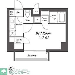 ルクレ木場親水公園 4階1Kの間取り