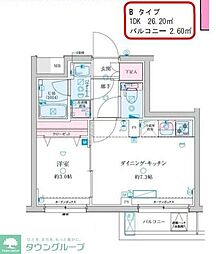 GENOVIA京成立石V 3階1DKの間取り