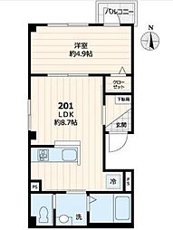 グランパーク本所(グランパークホンジョ) 2階1DKの間取り