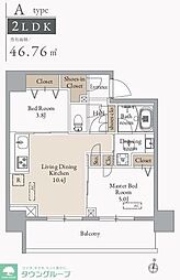 JMFレジデンス蔵前鳥越 10階2LDKの間取り