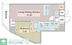 ハーモニーレジデンス東京ツリー 6階1LDKの間取り