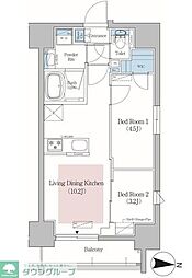 アーバネックス錦糸公園II 5階2LDKの間取り