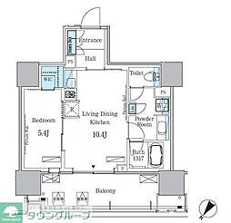 HARUMI　FLAG　PORT　VILLAGE　A棟 14階1LDKの間取り