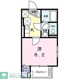 プロムナード町屋 2階1Kの間取り
