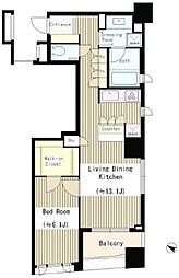 ブラディア日本橋水天宮 8階1LDKの間取り