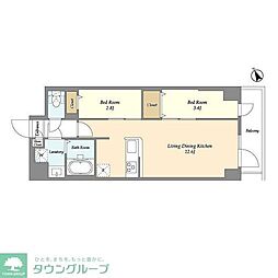 アルファコート曳舟2 8階2LDKの間取り