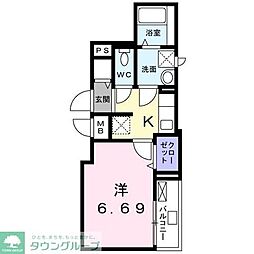 パレット 2階1Kの間取り