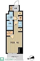 ファインアドレス新御徒町 13階ワンルームの間取り