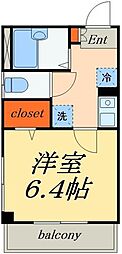 Ｔ’sマンション 2階1Kの間取り