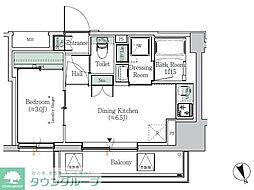 ONE ROOF RESIDENCE ASAKUSABASHI 9階1DKの間取り