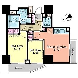 パークアクシス浅草橋二丁目 7階2LDKの間取り