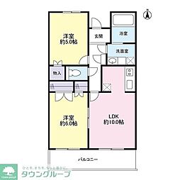 リオンドール 4階2LDKの間取り