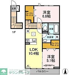 ルシオール　イコー 2階2LDKの間取り