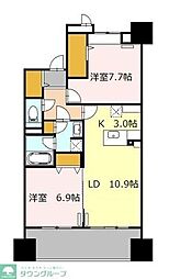 ロイヤルパークスシーサー南千住 9階2LDKの間取り