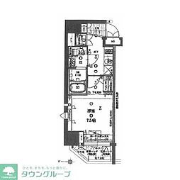 プレスタイル入谷II 10階1Kの間取り