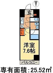 ルクシェール浅草 10階1Kの間取り