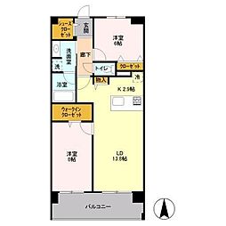 ロイヤルパークス梅島 4階2LDKの間取り