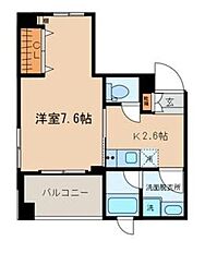 シャルマン小国 2階1Kの間取り