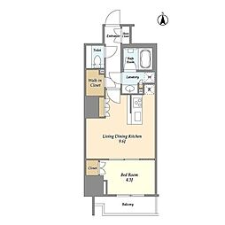 アスール両国 3階1LDKの間取り