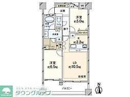 ライオンズ東京根岸レジデンス 3階2LDKの間取り