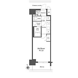 プレサンスブルーム浅草 7階1Kの間取り