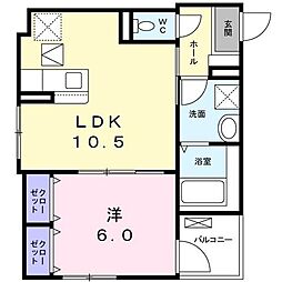システィコート 1階1LDKの間取り
