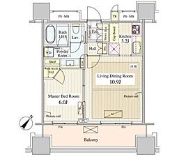 パークコート千代田富士見ザタワー 1LDKの間取図画像