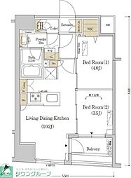 アーバネックス日本橋水天宮 2LDKの間取図画像