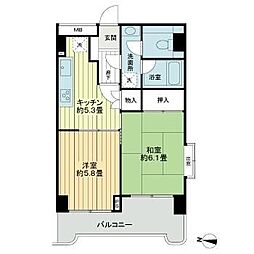 プリメール柳島 2Kの間取図画像