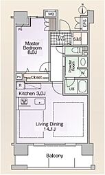ロイヤルパークス新田 1LDKの間取図画像