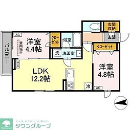 セレスティア六町IV 2LDKの間取図画像