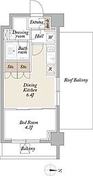オーキッドレジデンス住吉 1DKの間取図画像