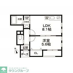 フローラ亀戸 1LDKの間取図画像