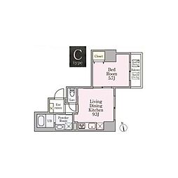 GrandeMaison浅草合羽橋 1LDKの間取図画像